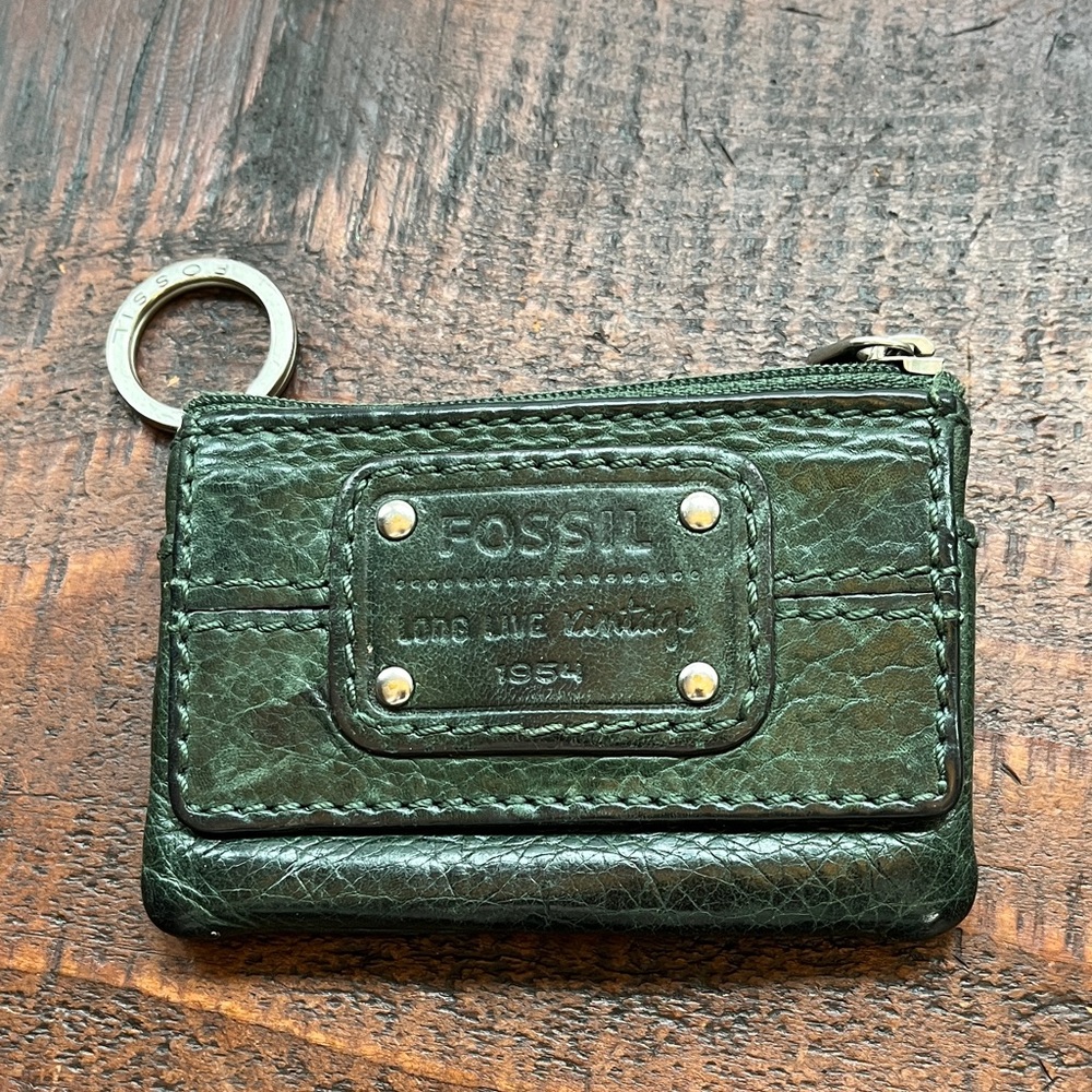 Fossil Dark Green Leather Keychain Pouch